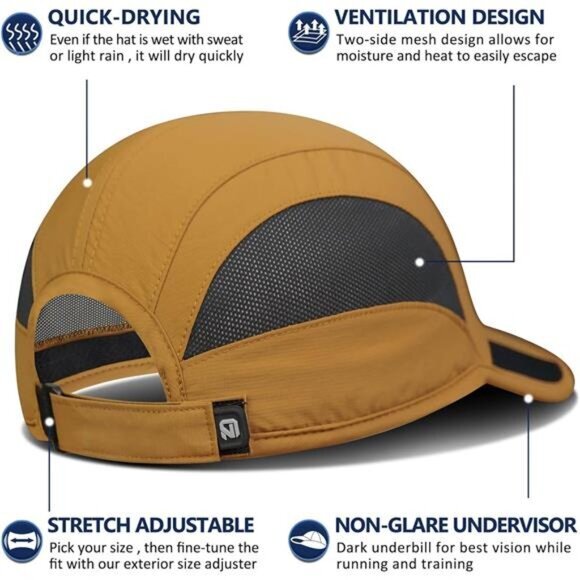 Unisex Women Mens Brown Quick Dry Run Sports Hat Cooling Breathable Mesh‎ Cap - Picture 3 of 6